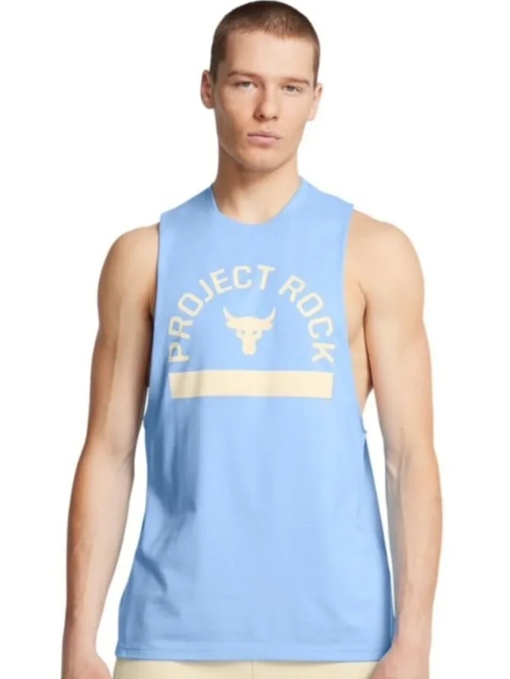Under Armour Project Rock Payoff Graphic Sleeveless Tank Top Light Blue